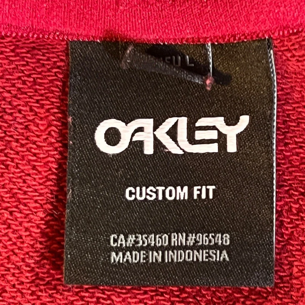 Oakley Hoodie Mens Large Red Quarter‎ Zip Custom Fit Raglan Sleeve Sweatshirt